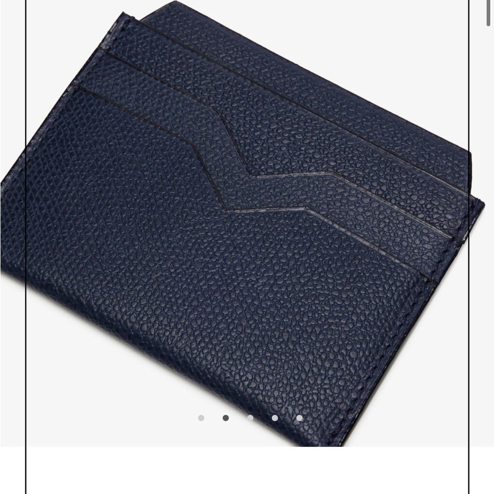Valextra Dark Blue Leather Card Holder